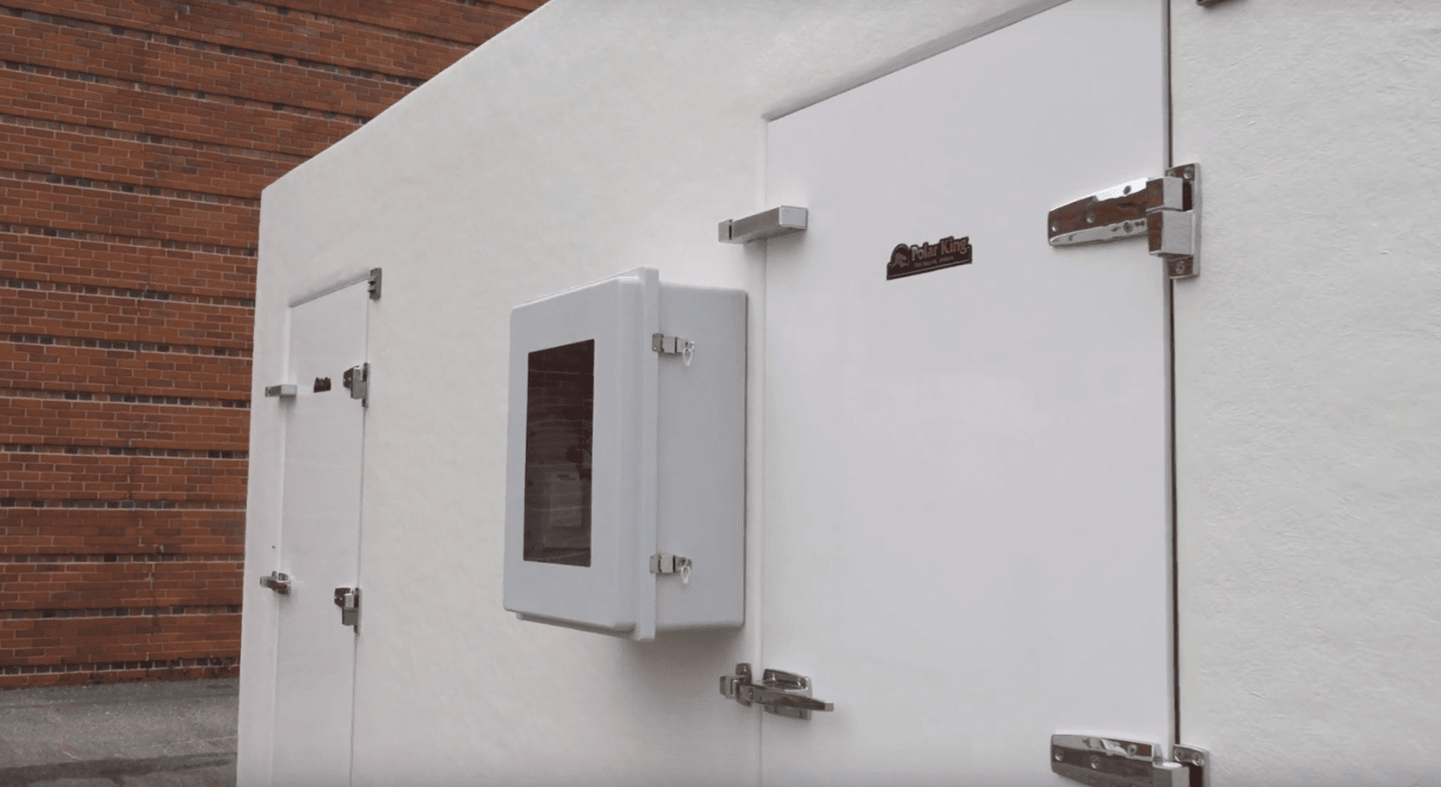 White outside wall of cooler unit
