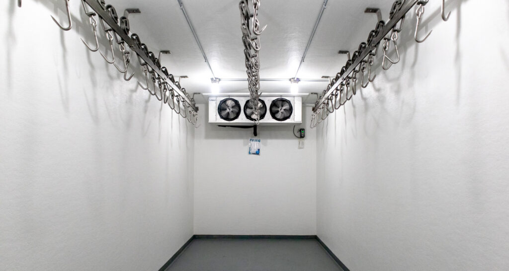 Inside view of a Polar King meat hanging cooler